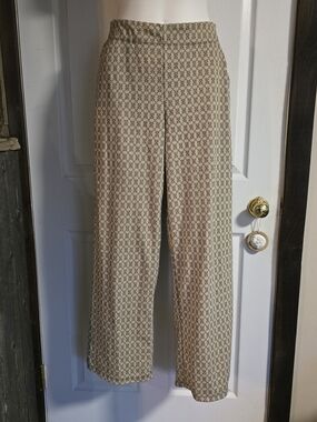 Max Studio Beige Geometric Wide-Leg Trousers